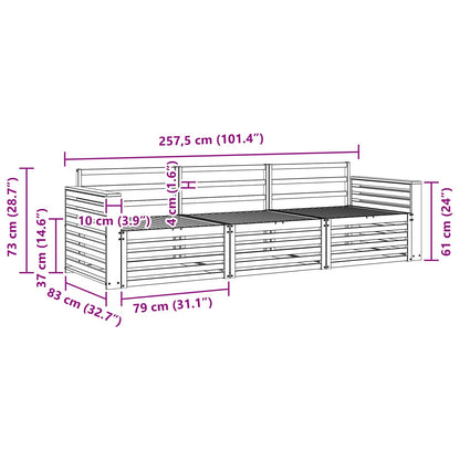 vidaXL Outdoor Sofa Set 3 pcs Natural Solid Acacia Wood