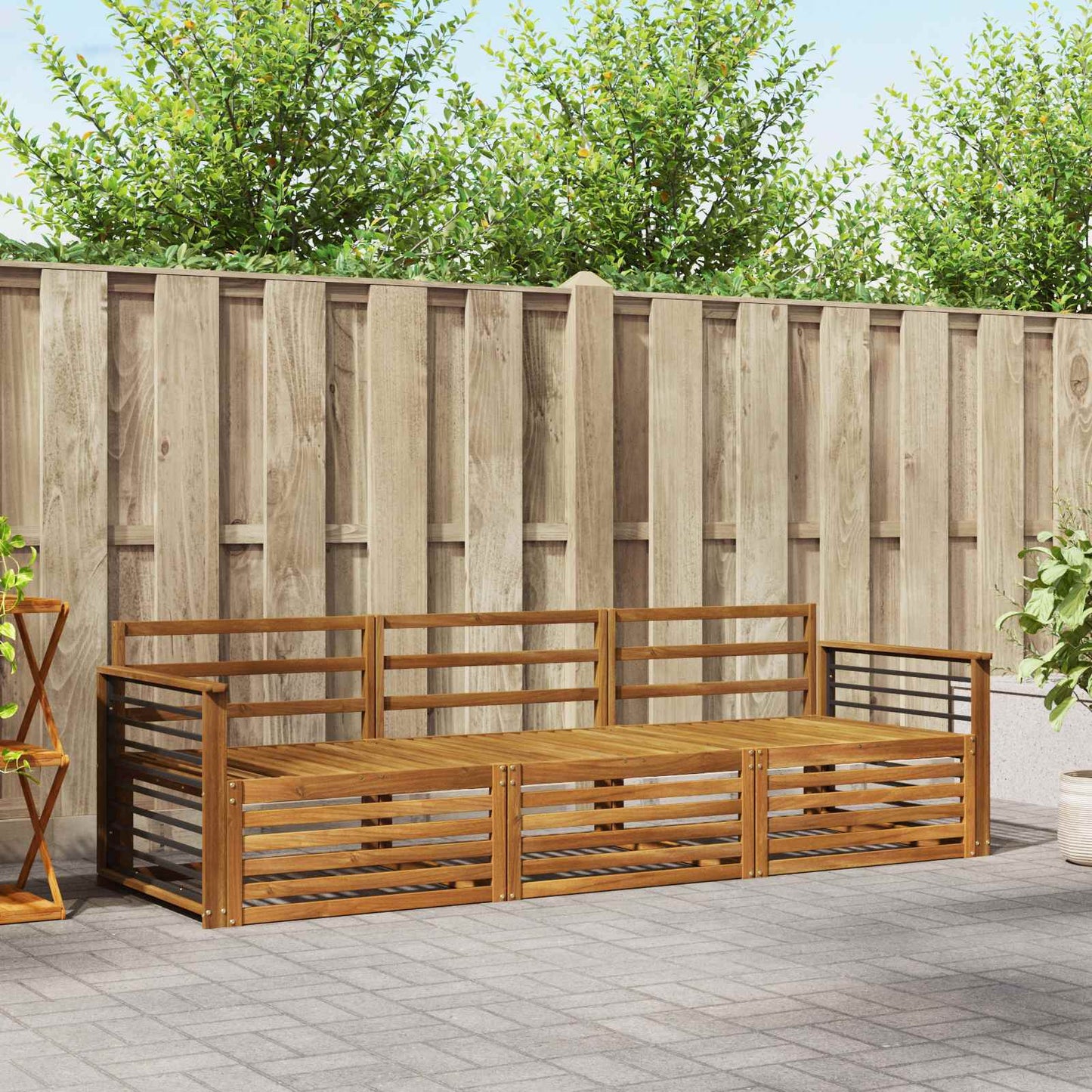 vidaXL Outdoor Sofa Set 3 pcs Natural Solid Acacia Wood