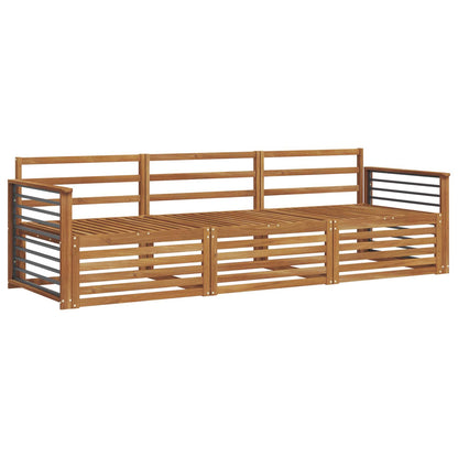 vidaXL Outdoor Sofa Set 3 pcs Natural Solid Acacia Wood