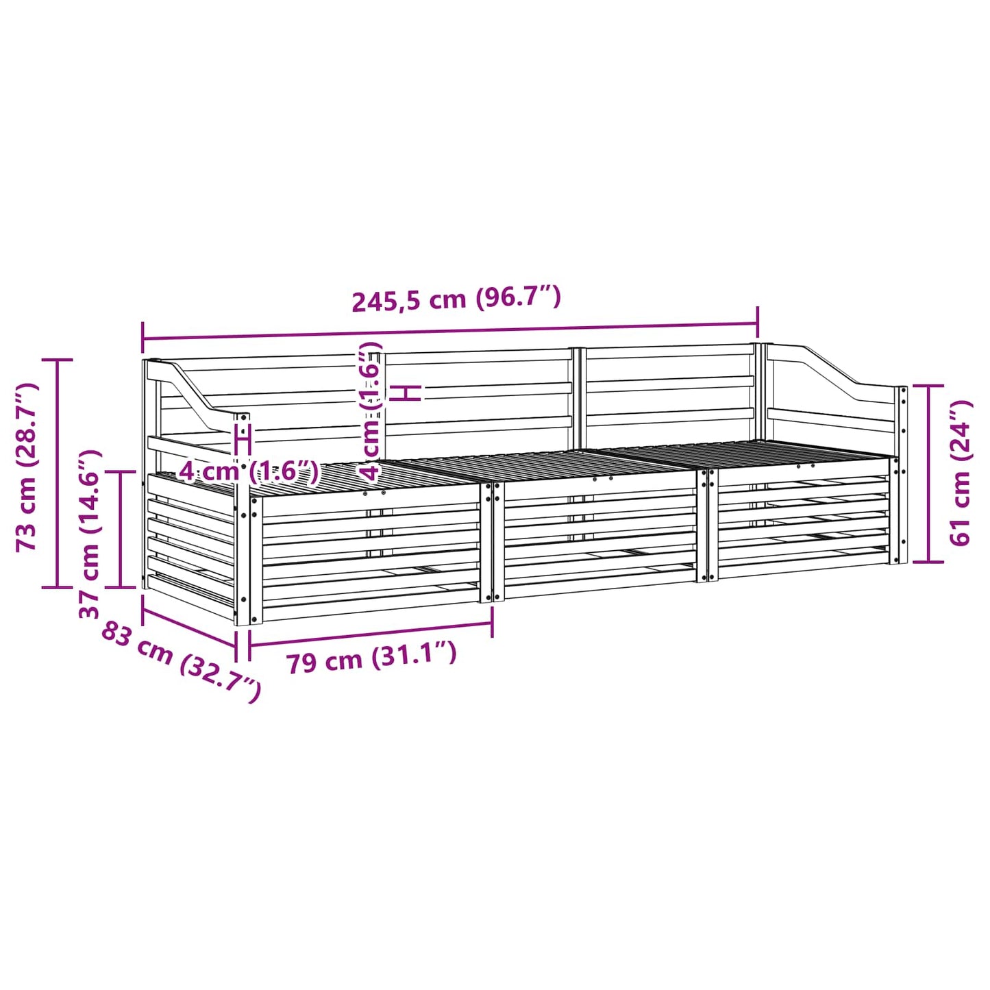 vidaXL Outdoor Sofa Set 3 pcs Natural Solid Acacia Wood