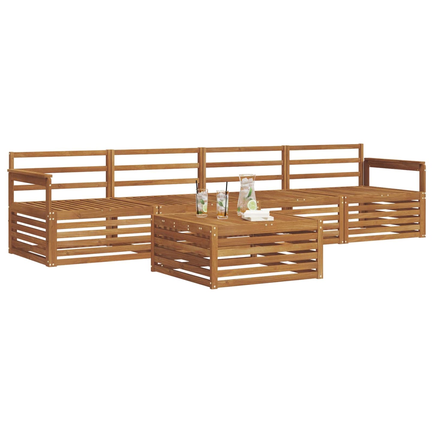vidaXL Outdoor Sofa Set 5 pcs Natural Solid Acacia Wood