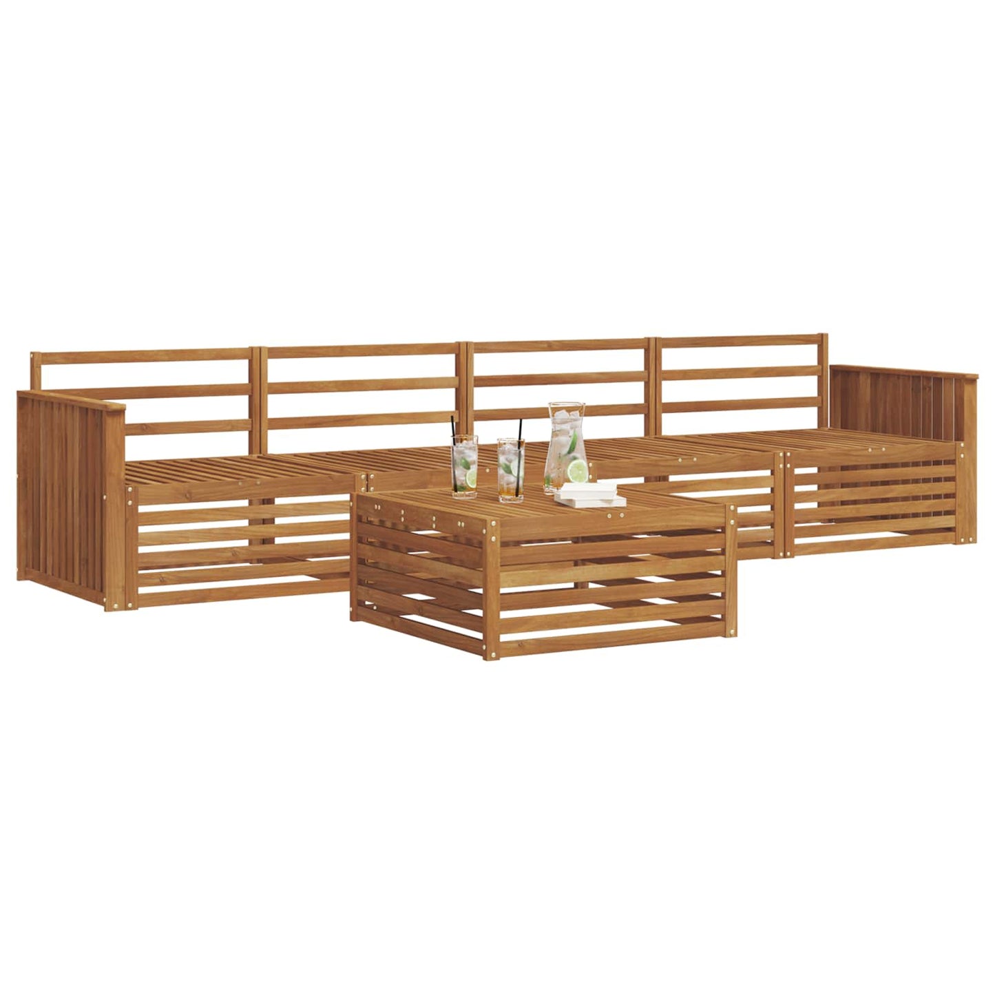 vidaXL Outdoor Sofa Set 5 pcs Natural Solid Acacia Wood