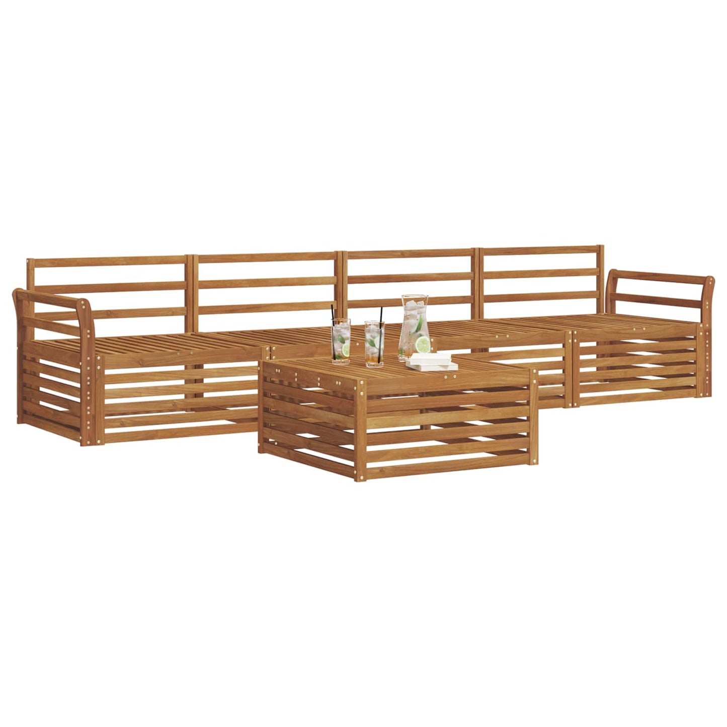 vidaXL Outdoor Sofa Set 5 pcs Natural Solid Acacia Wood