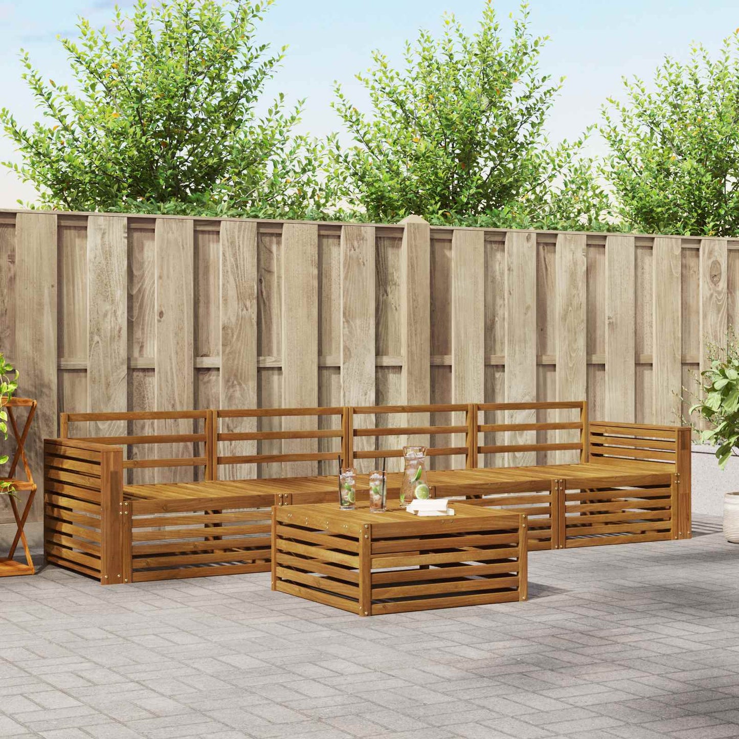 vidaXL Outdoor Sofa Set 5 pcs Natural Solid Acacia Wood
