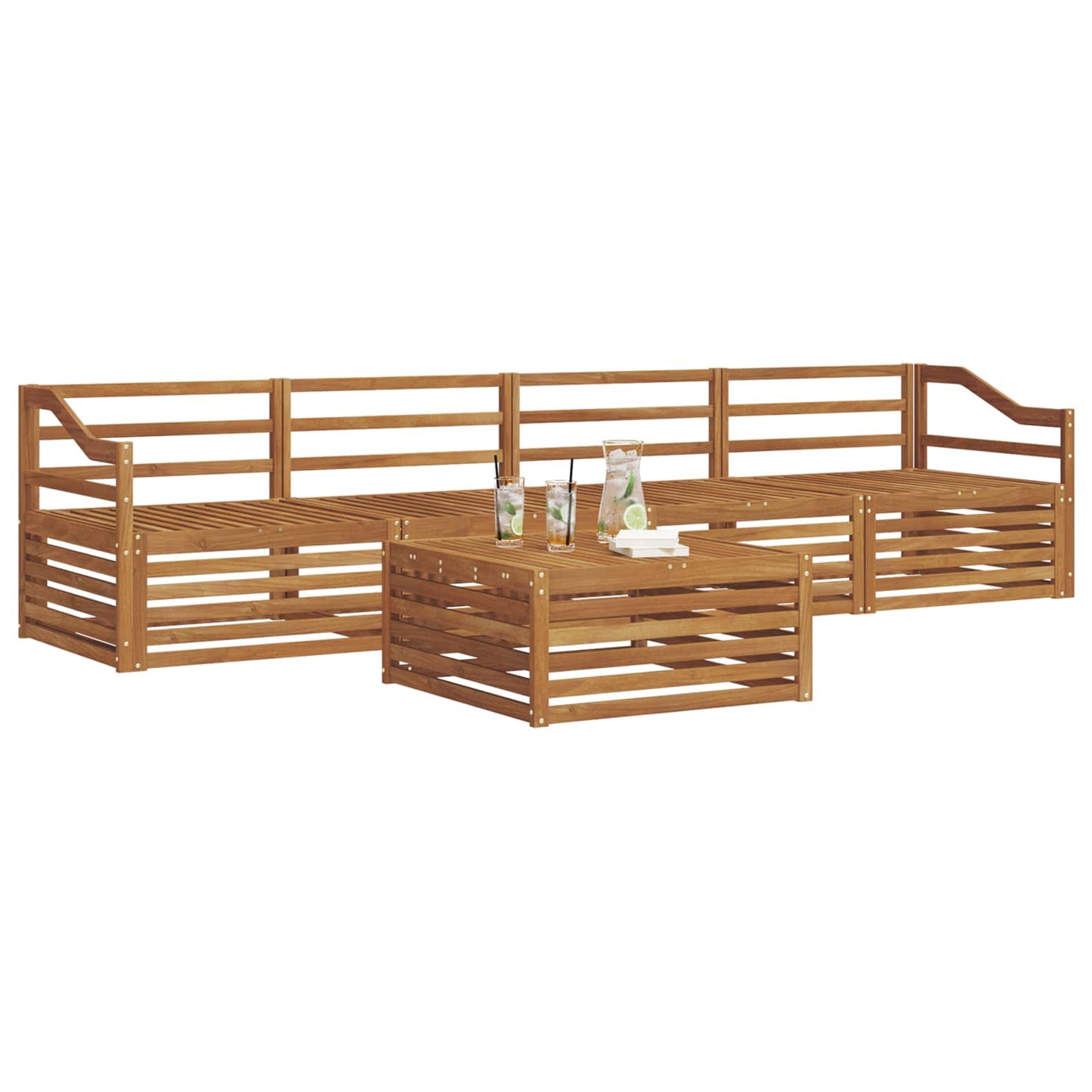 vidaXL Outdoor Sofa Set 5 pcs Natural Solid Acacia Wood