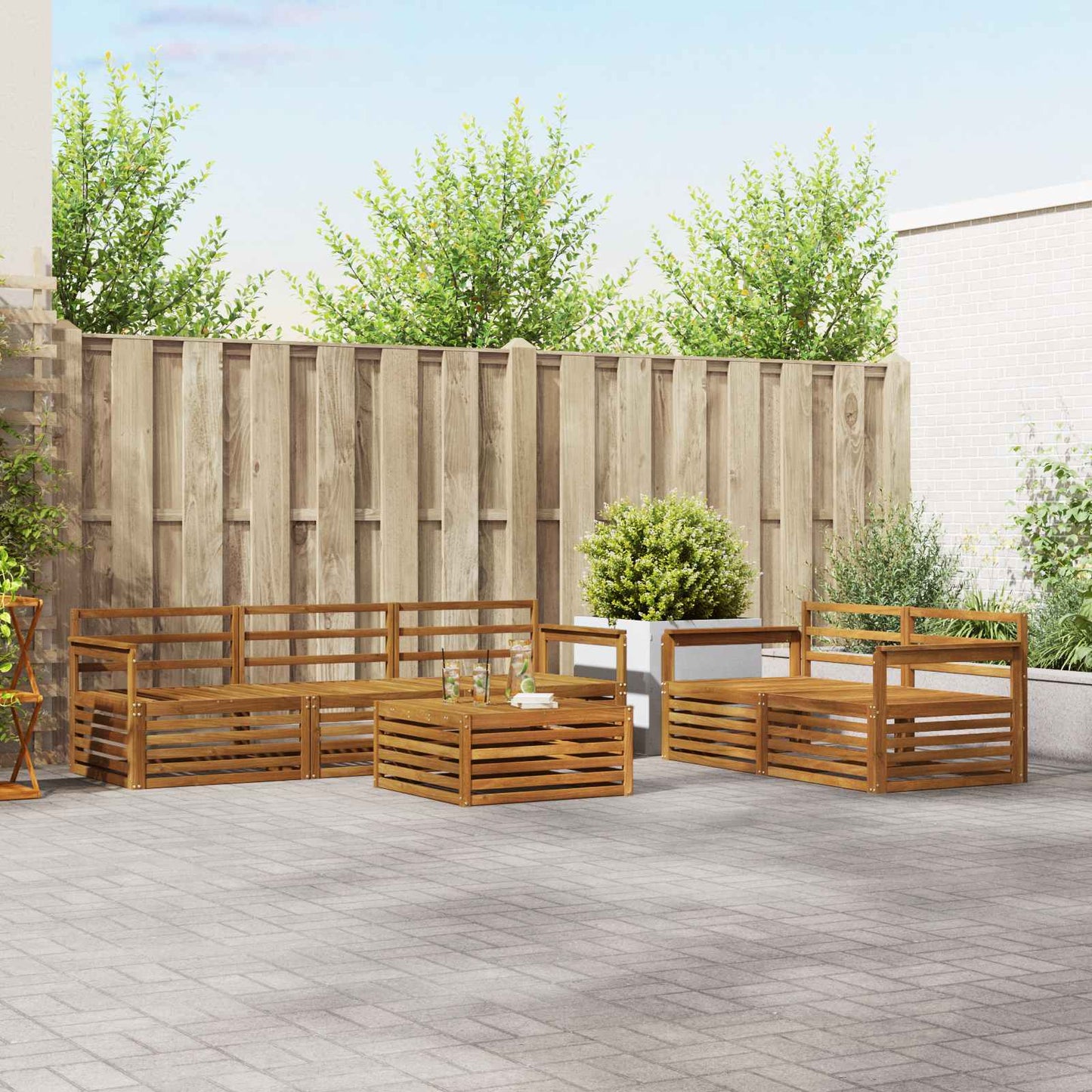 vidaXL Outdoor Sofa Set 6 pcs Natural Solid Acacia Wood