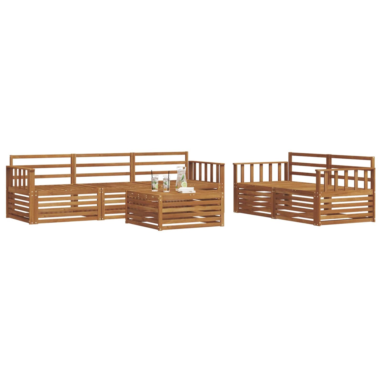 vidaXL Outdoor Sofa Set 6 pcs Natural Solid Acacia Wood