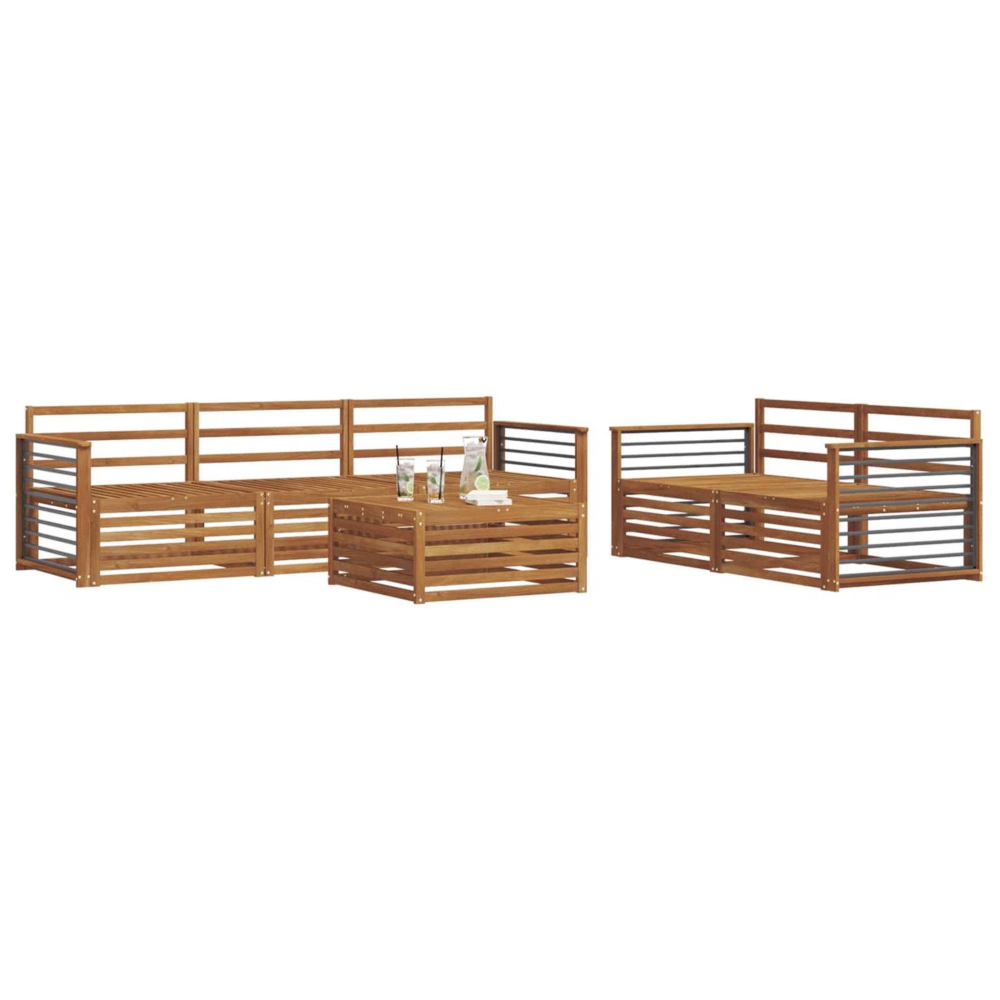 vidaXL Outdoor Sofa Set 6 pcs Natural Solid Acacia Wood