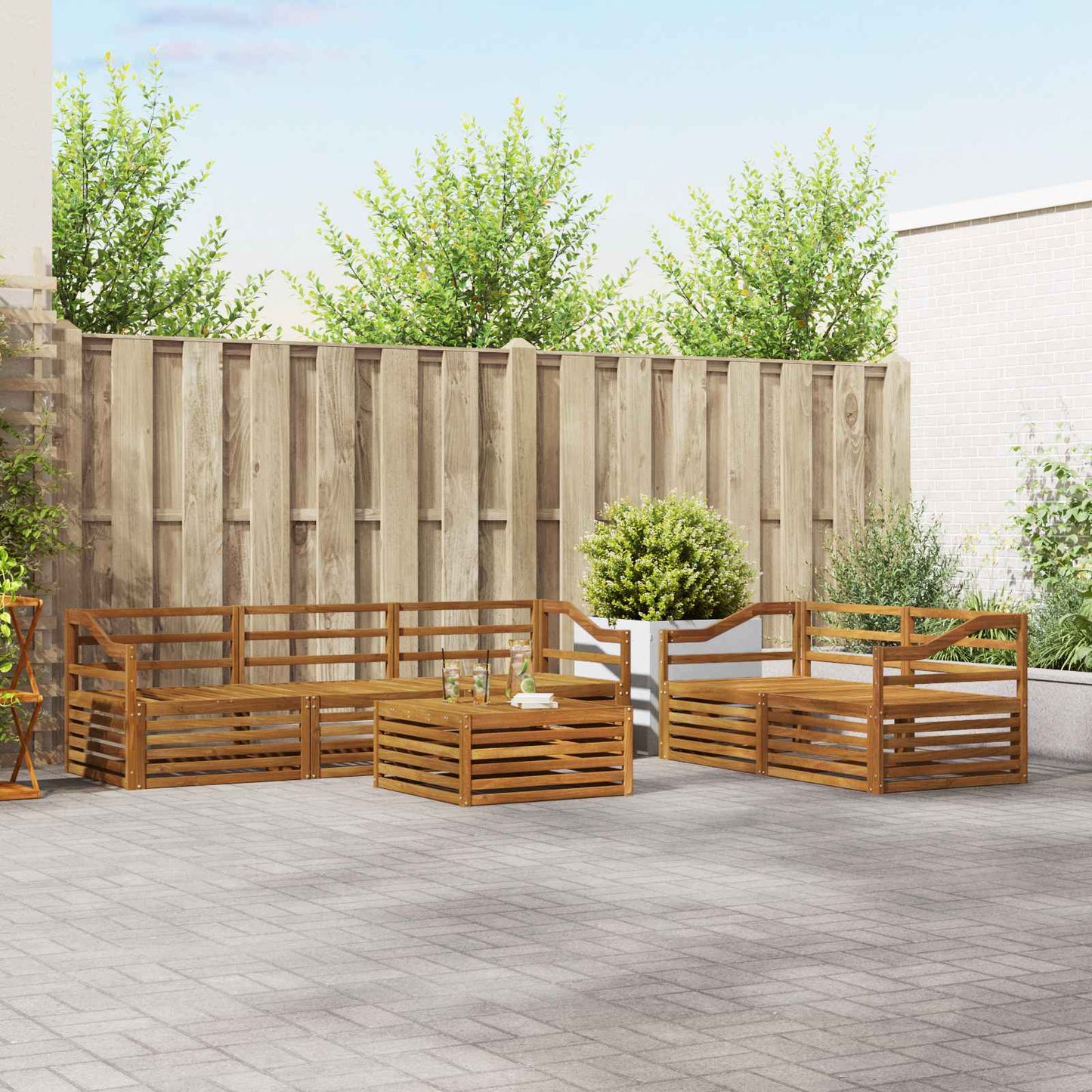vidaXL Outdoor Sofa Set 6 pcs Natural Solid Acacia Wood