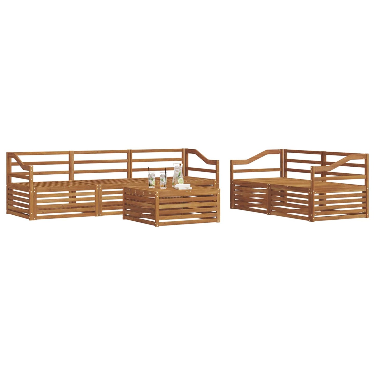 vidaXL Outdoor Sofa Set 6 pcs Natural Solid Acacia Wood