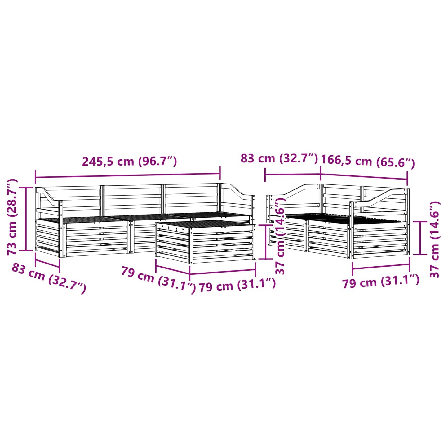 vidaXL Outdoor Sofa Set 6 pcs Natural Solid Acacia Wood