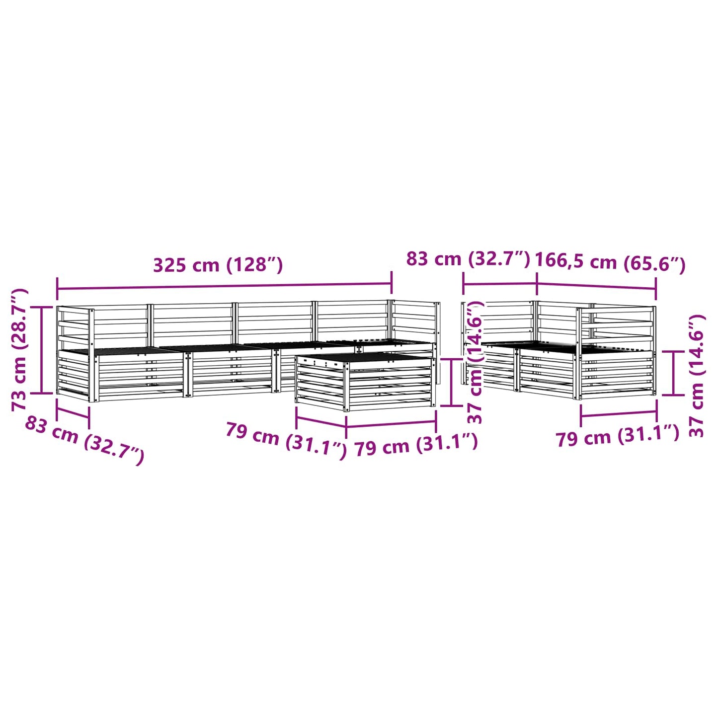 vidaXL Outdoor Sofa Set 7 pcs Natural Solid Acacia Wood