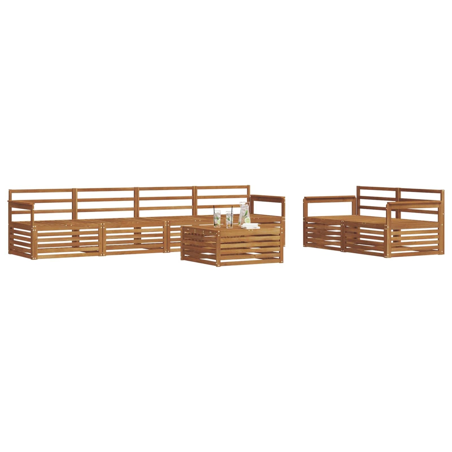 vidaXL Outdoor Sofa Set 7 pcs Natural Solid Acacia Wood