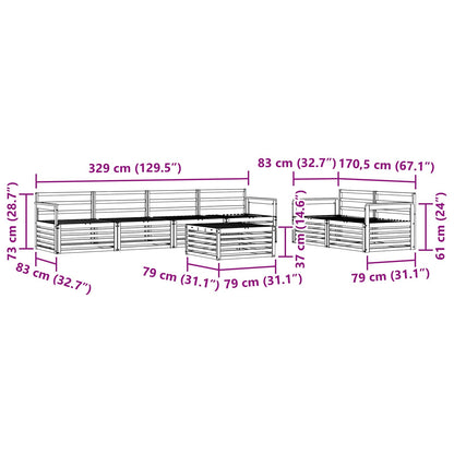 vidaXL Outdoor Sofa Set 7 pcs Natural Solid Acacia Wood