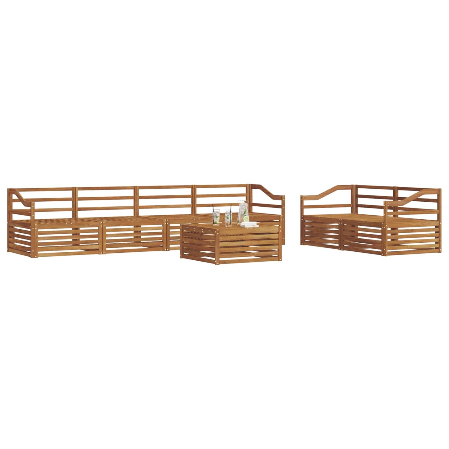 vidaXL Outdoor Sofa Set 7 pcs Natural Solid Acacia Wood