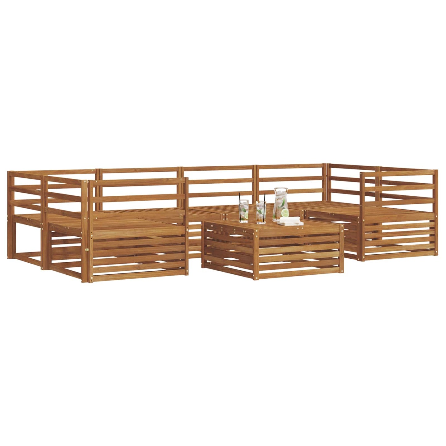 vidaXL Outdoor Sofa Set 7 pcs Natural Solid Acacia Wood