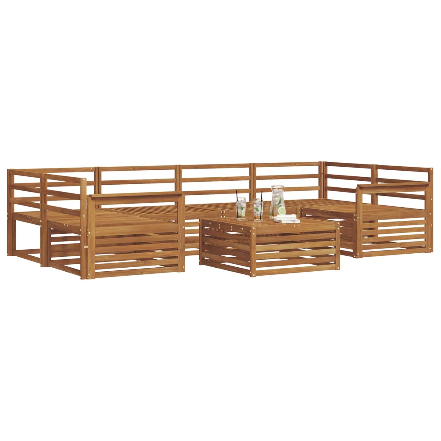 vidaXL Outdoor Sofa Set 7 pcs Natural Solid Acacia Wood
