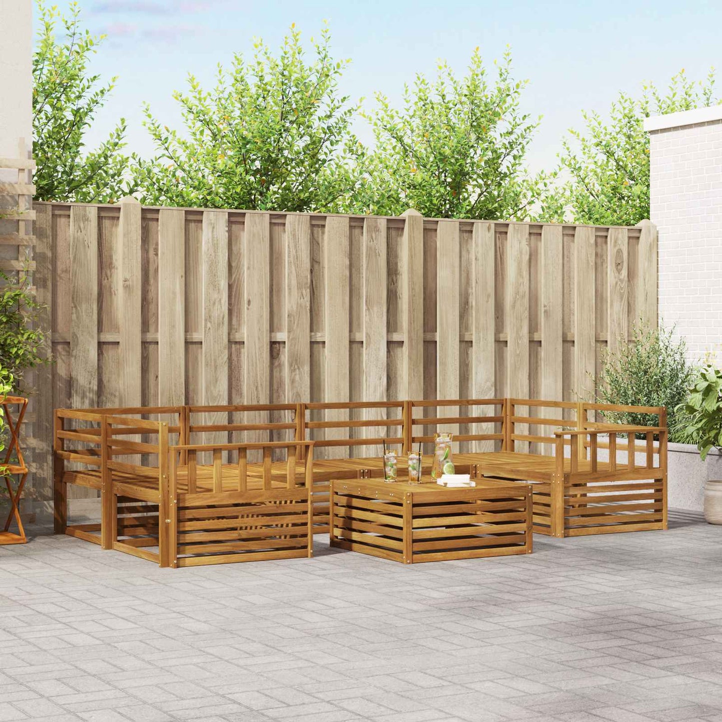 vidaXL Outdoor Sofa Set 7 pcs Natural Solid Acacia Wood