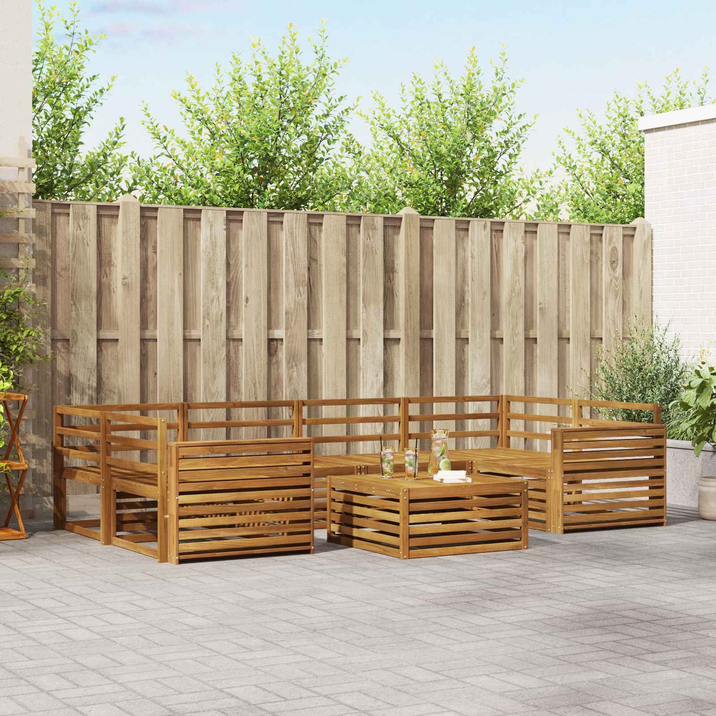 vidaXL Outdoor Sofa Set 7 pcs Natural Solid Acacia Wood