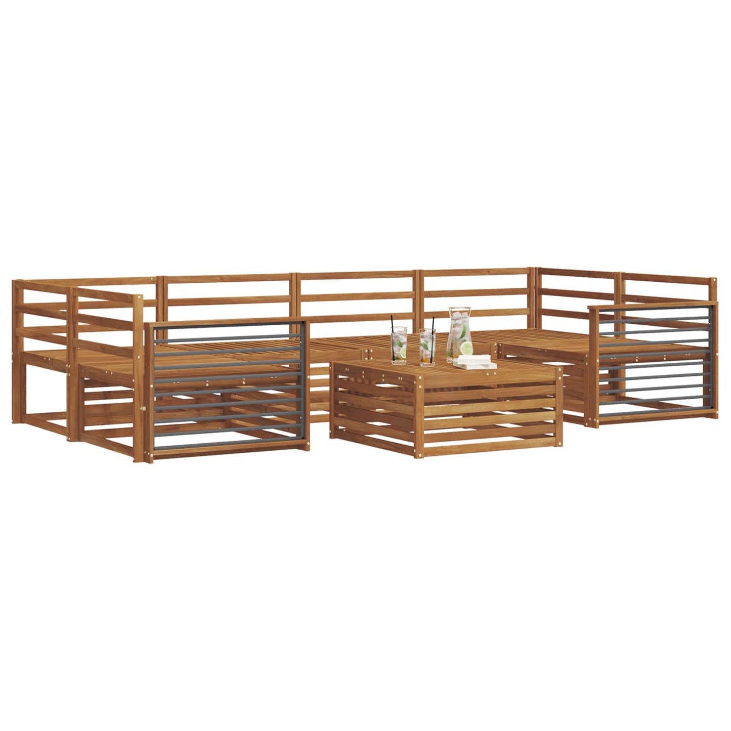 vidaXL Outdoor Sofa Set 7 pcs Natural Solid Acacia Wood