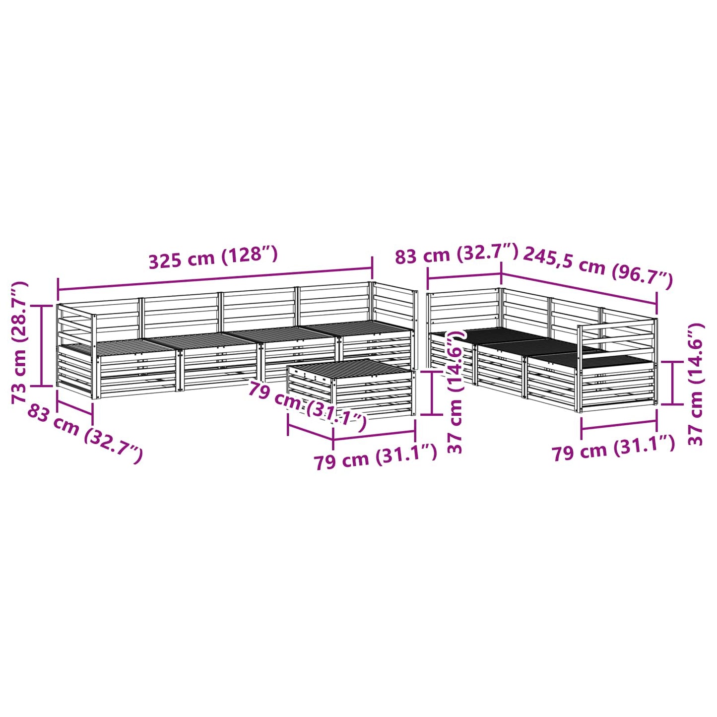 vidaXL Outdoor Sofa Set 8 pcs Natural Solid Acacia Wood