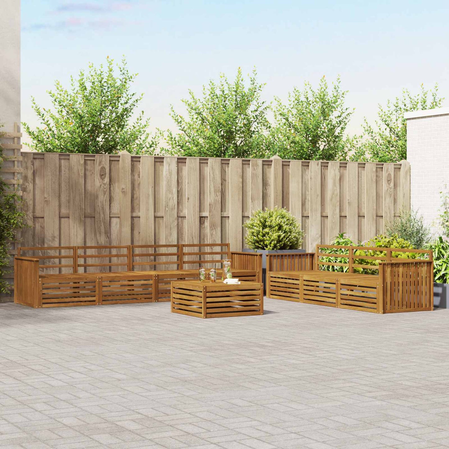 vidaXL Outdoor Sofa Set 8 pcs Natural Solid Acacia Wood