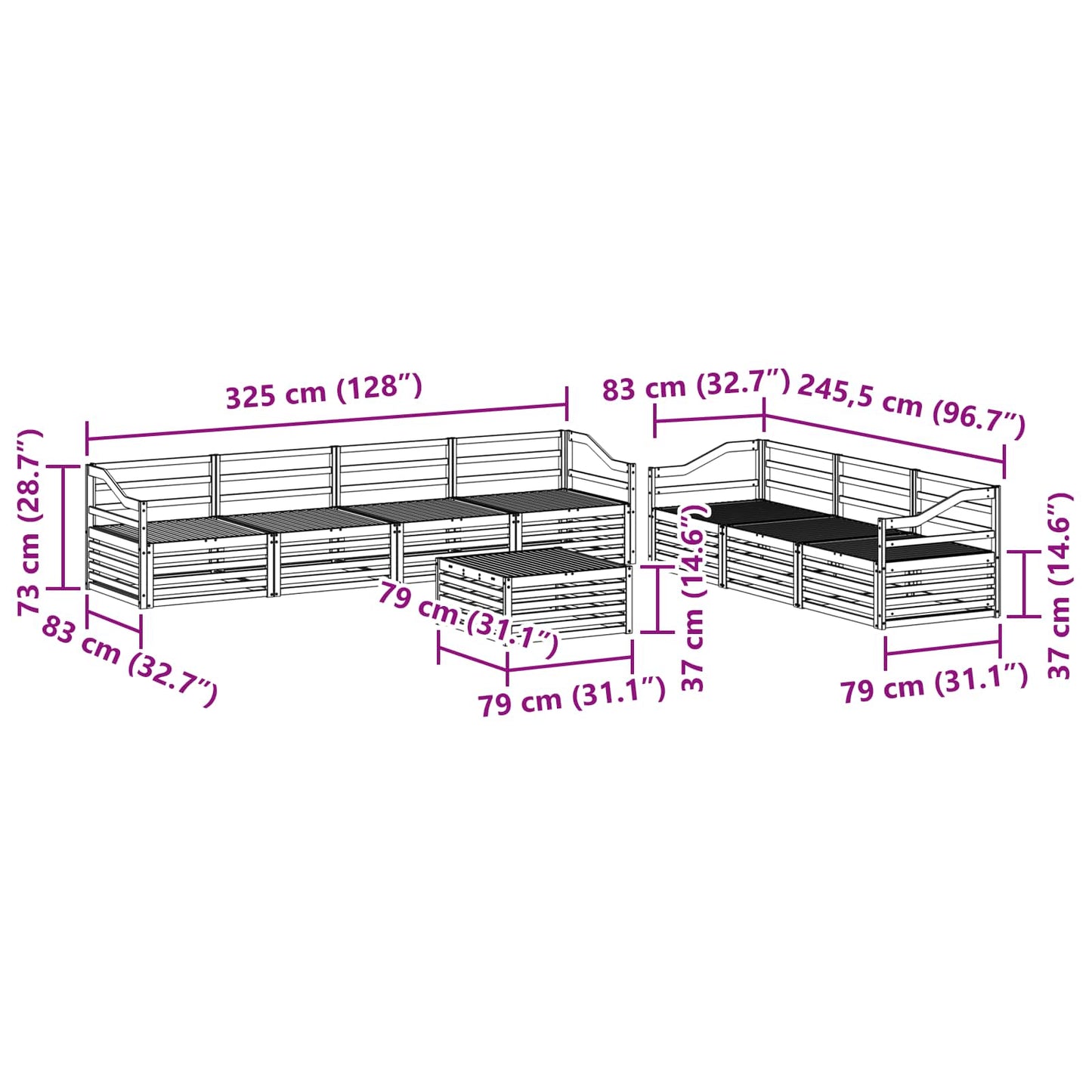vidaXL Outdoor Sofa Set 8 pcs Natural Solid Acacia Wood