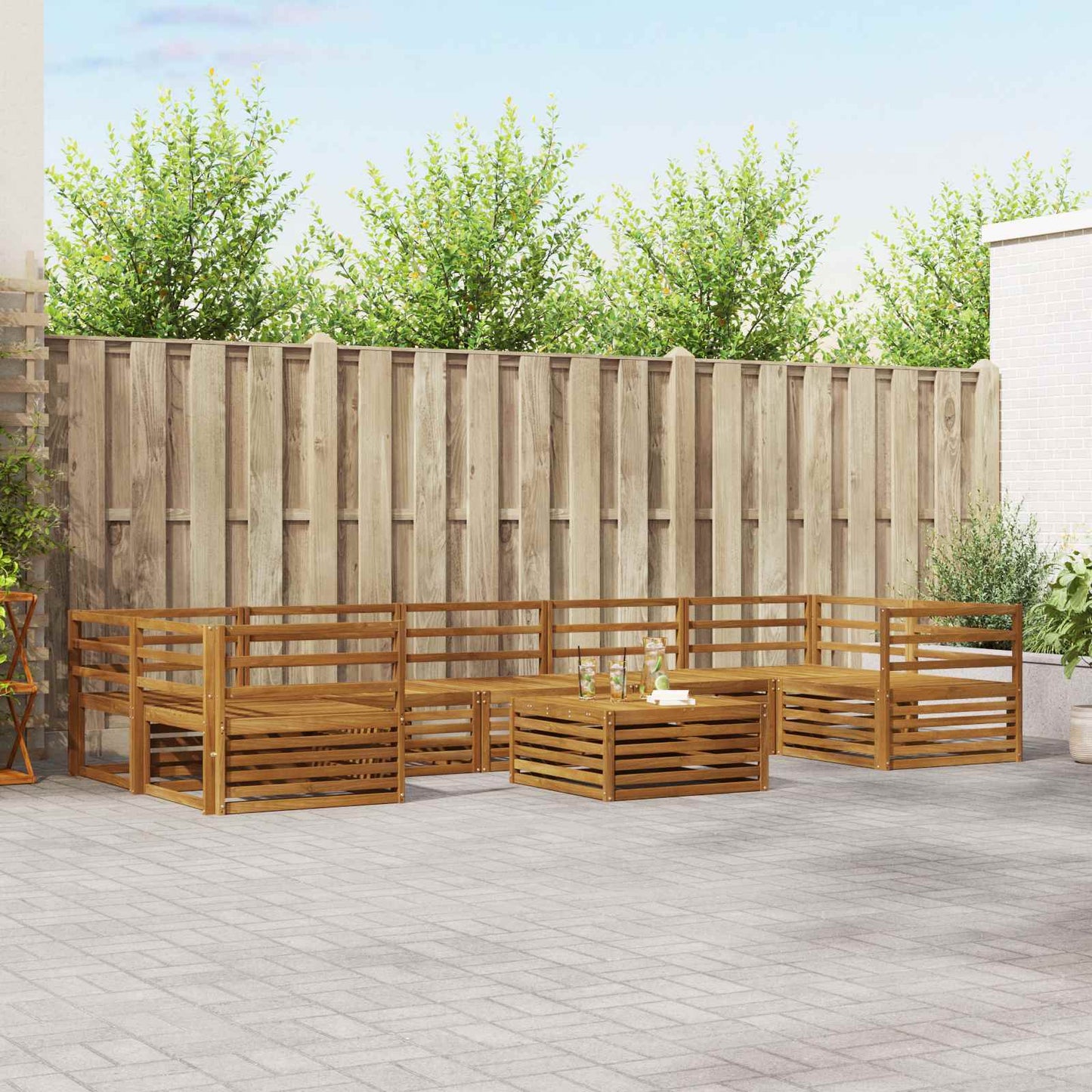 vidaXL Outdoor Sofa Set 8 pcs Natural Solid Acacia Wood