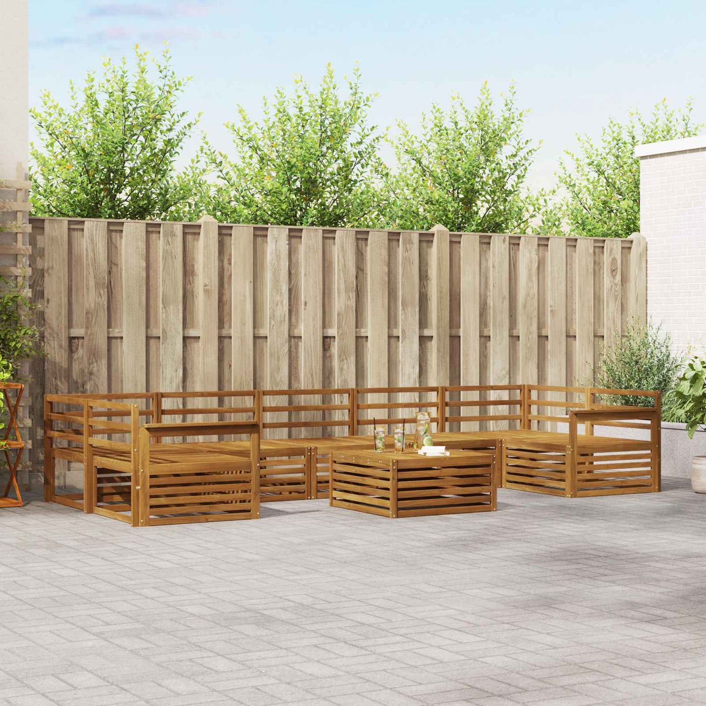 vidaXL Outdoor Sofa Set 8 pcs Natural Solid Acacia Wood