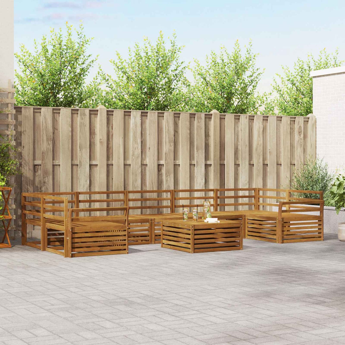 vidaXL Outdoor Sofa Set 8 pcs Natural Solid Acacia Wood