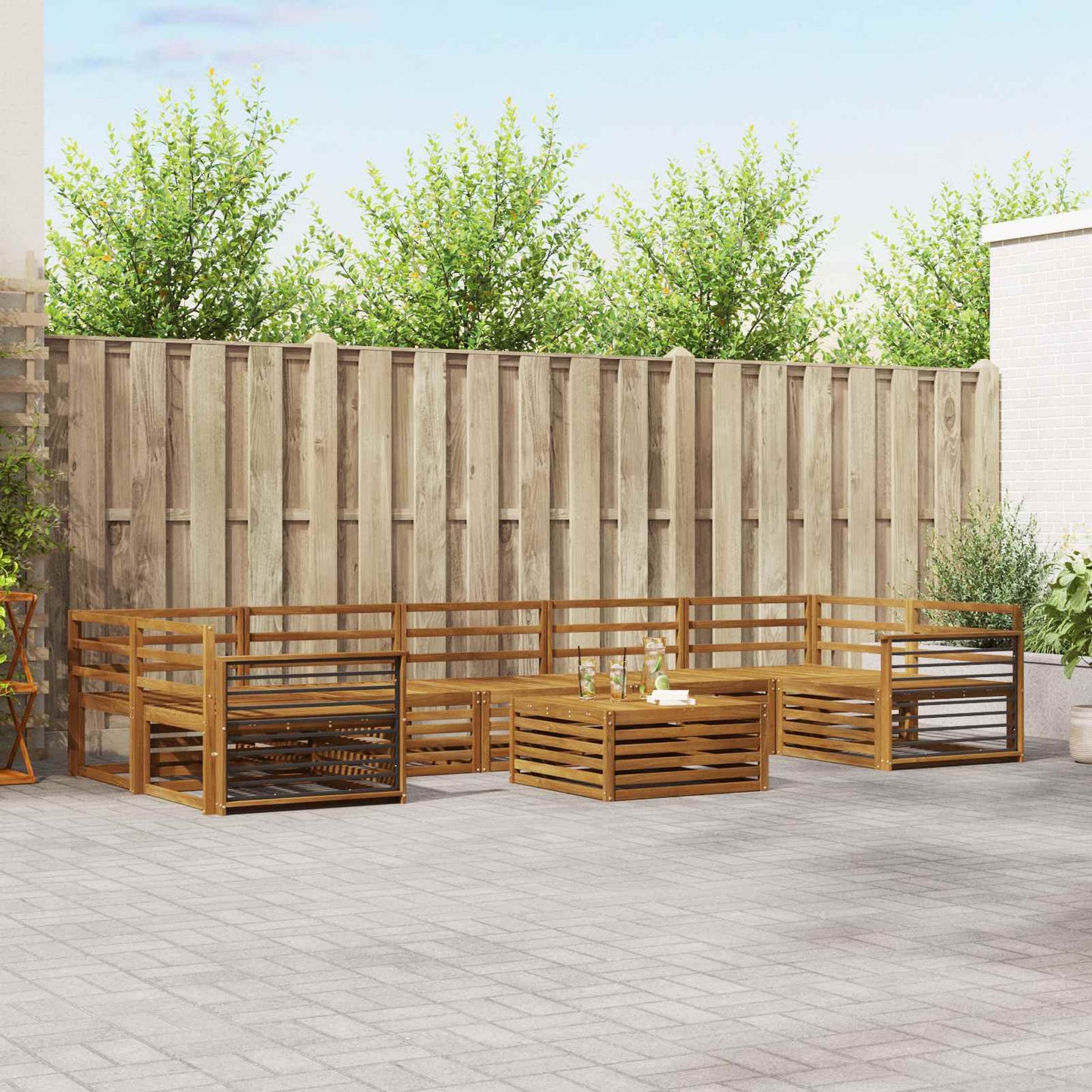 vidaXL Outdoor Sofa Set 8 pcs Natural Solid Acacia Wood