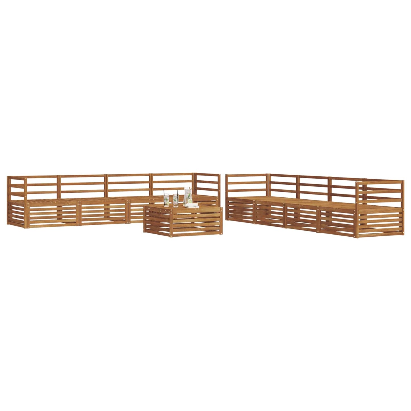 vidaXL Outdoor Sofa Set 9 pcs Natural Solid Acacia Wood