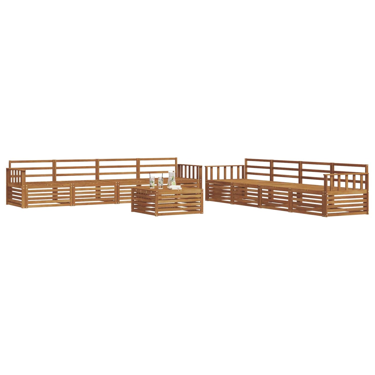 vidaXL Outdoor Sofa Set 9 pcs Natural Solid Acacia Wood