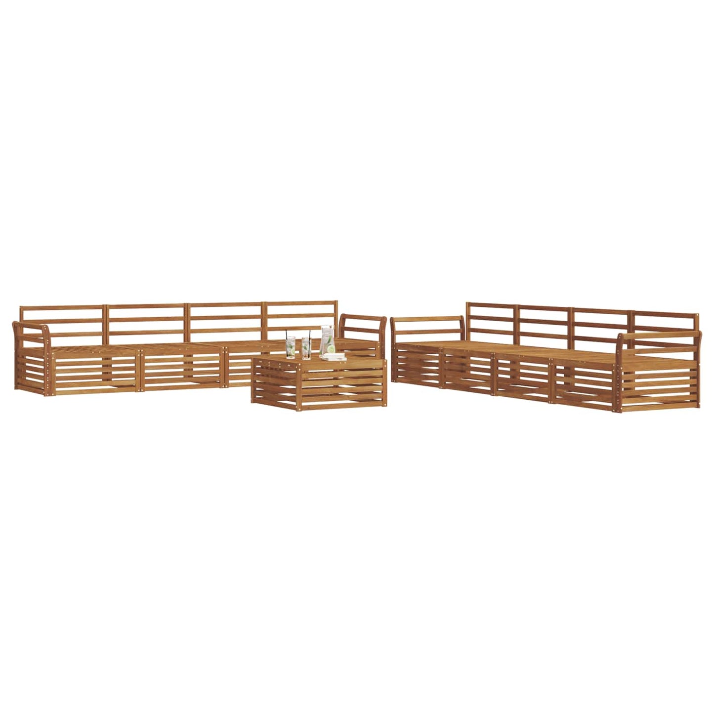 vidaXL Outdoor Sofa Set 9 pcs Natural Solid Acacia Wood