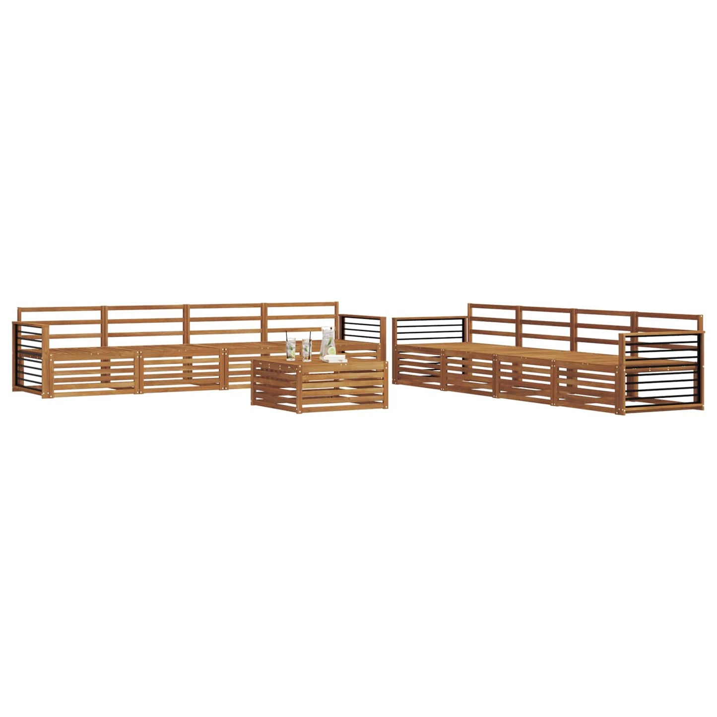 vidaXL Outdoor Sofa Set 9 pcs Natural Solid Acacia Wood
