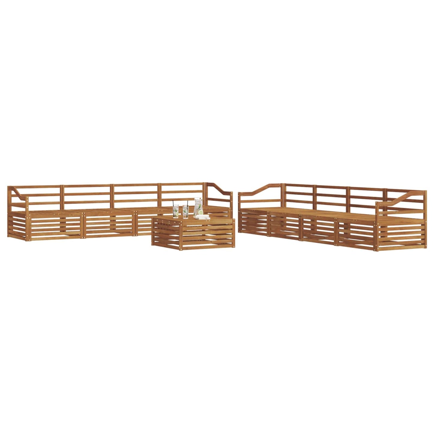 vidaXL Outdoor Sofa Set 9 pcs Natural Solid Acacia Wood