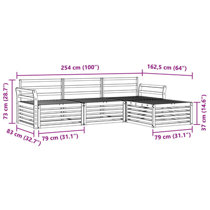 vidaXL Outdoor Sofa Set Natural 254 x 162.5 x 73 cm Solid Acacia Wood