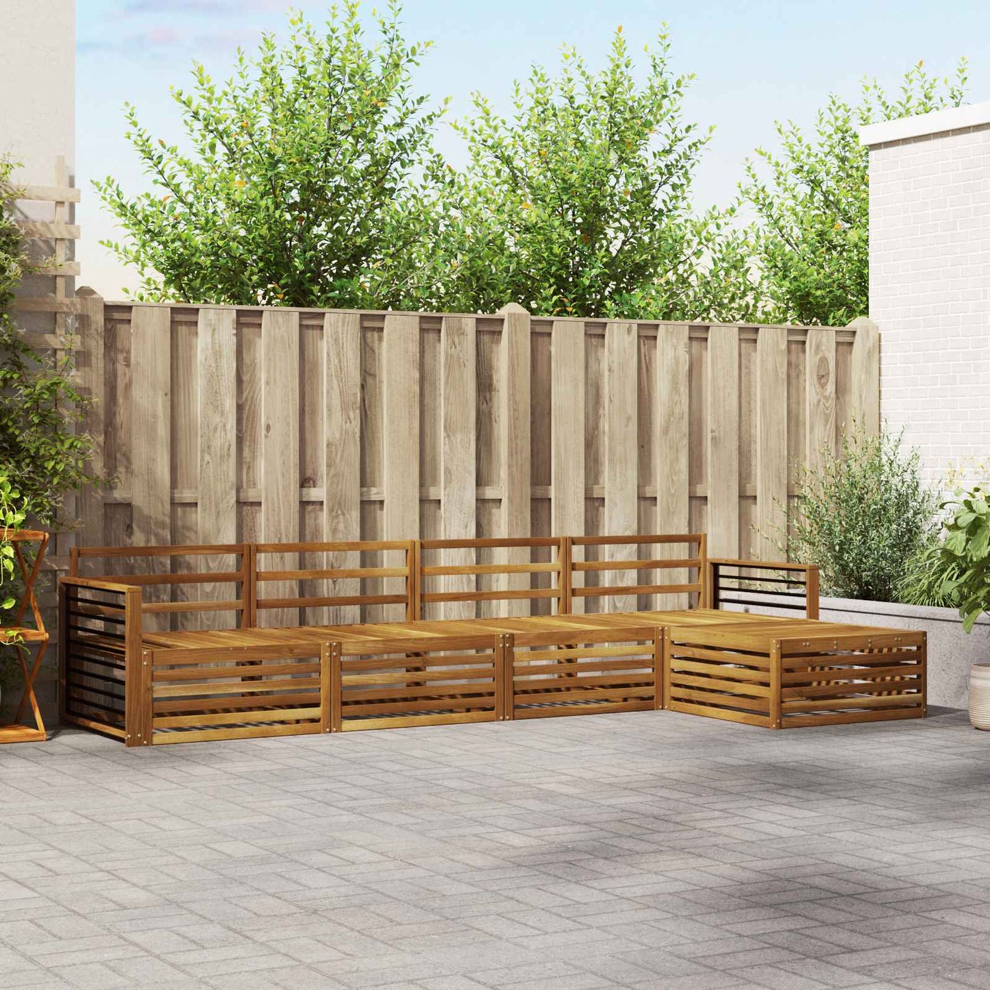 vidaXL Outdoor Sofa Set 5 pcs Natural Solid Acacia Wood