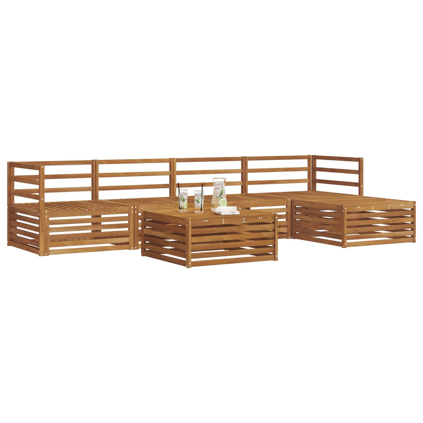 vidaXL Outdoor Sofa Set 6 pcs Natural Solid Acacia Wood