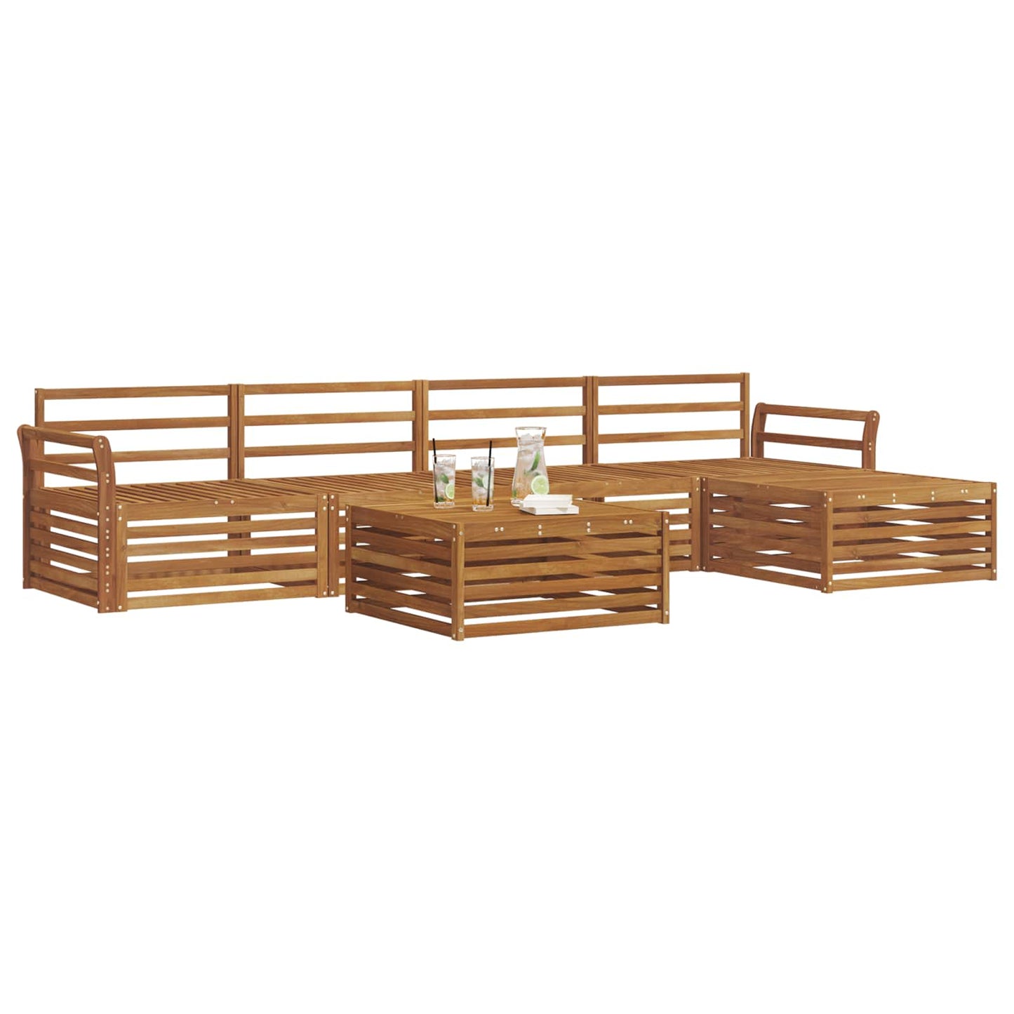 vidaXL Outdoor Sofa Set 6 pcs Natural Solid Acacia Wood