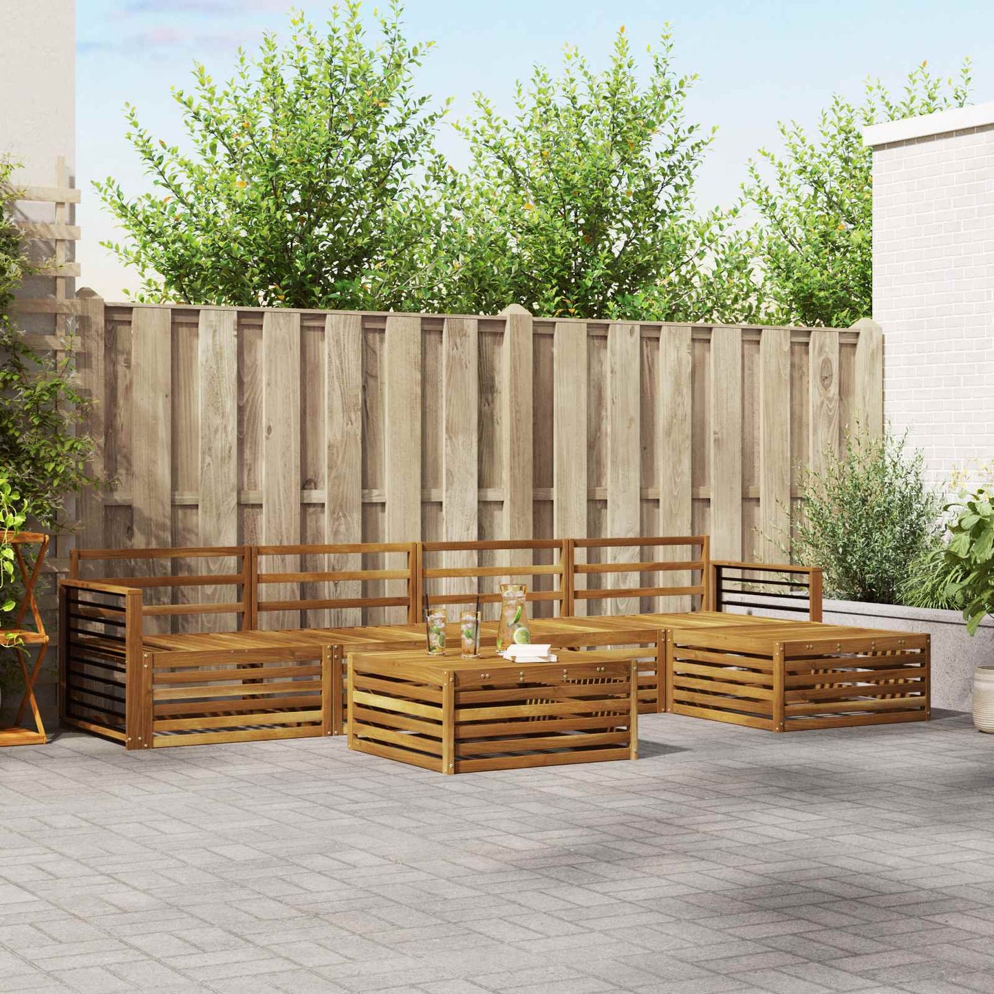 vidaXL Outdoor Sofa Set 6 pcs Natural Solid Acacia Wood