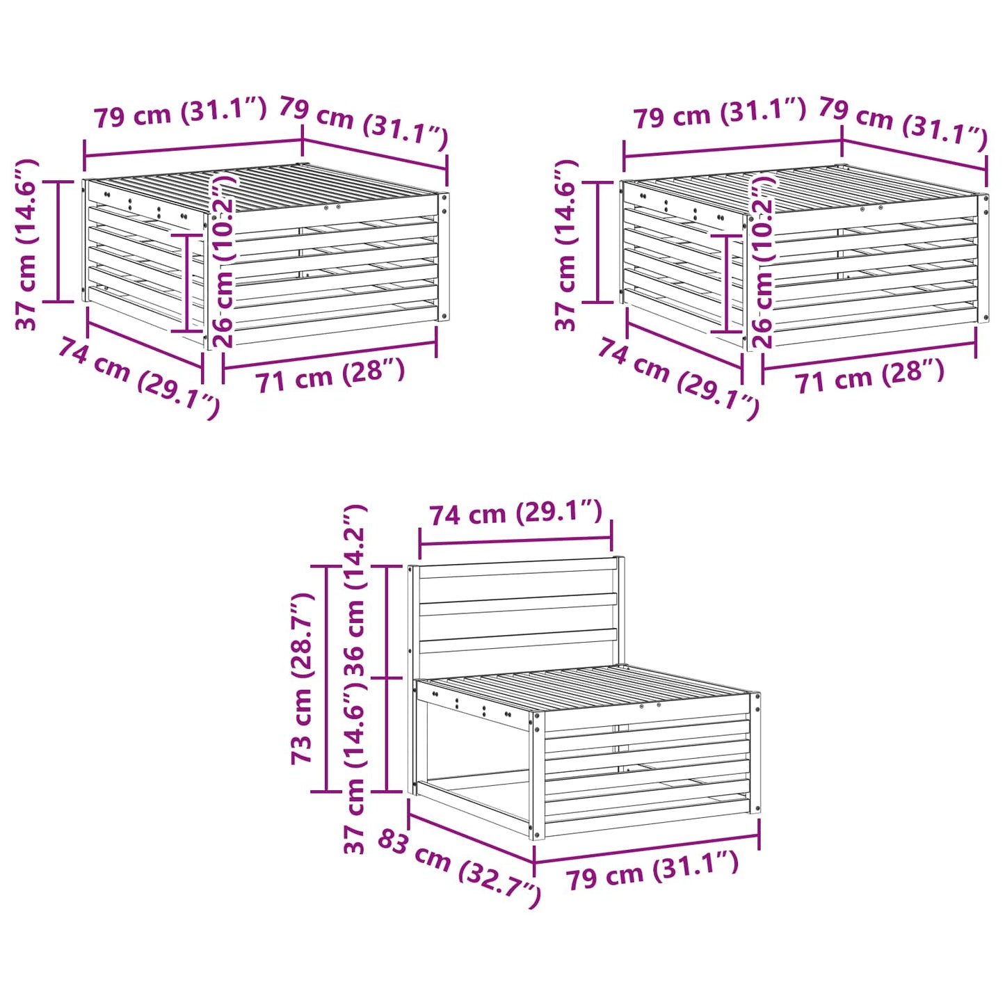 vidaXL Outdoor Sofa Set 6 pcs Natural Solid Acacia Wood