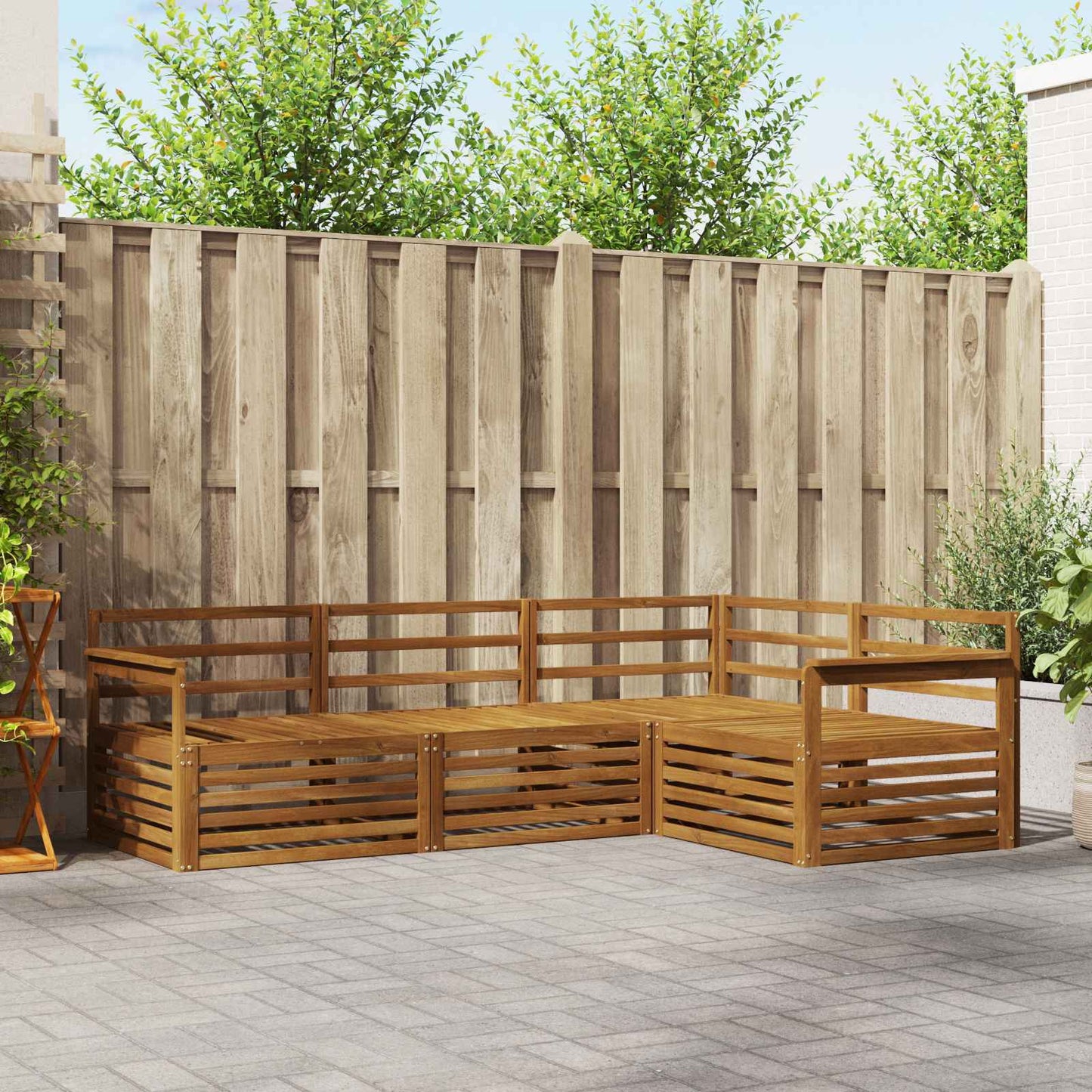 vidaXL Outdoor Sofa Set 4 pcs Natural Solid Acacia Wood