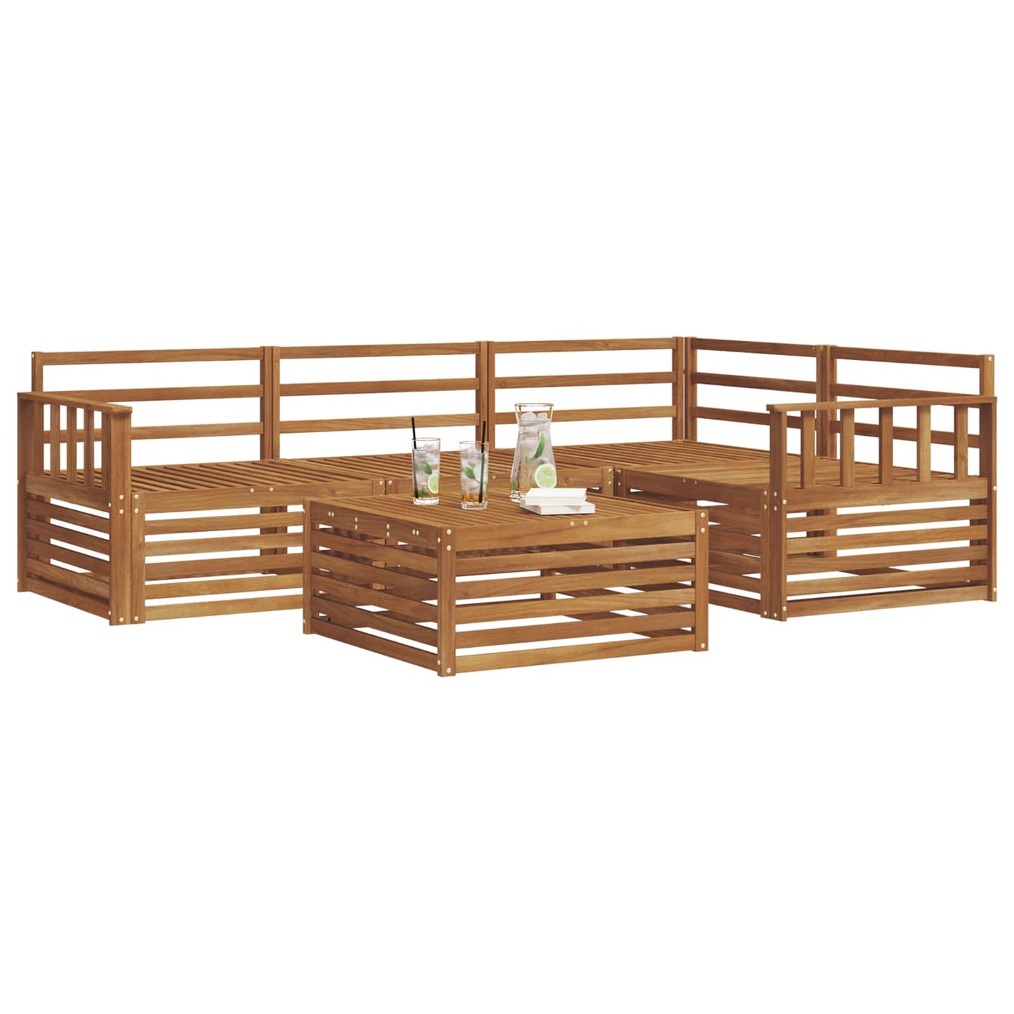 vidaXL Outdoor Sofa Set 5 pcs Natural Solid Acacia Wood