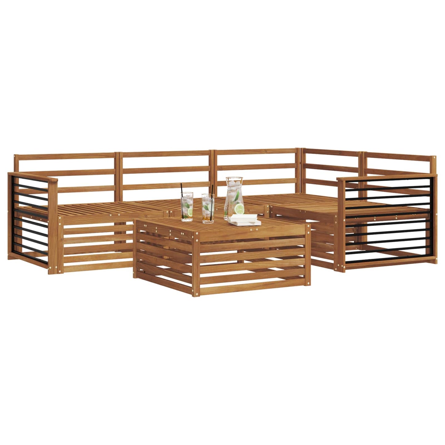 vidaXL Outdoor Sofa Set 5 pcs Natural Solid Acacia Wood