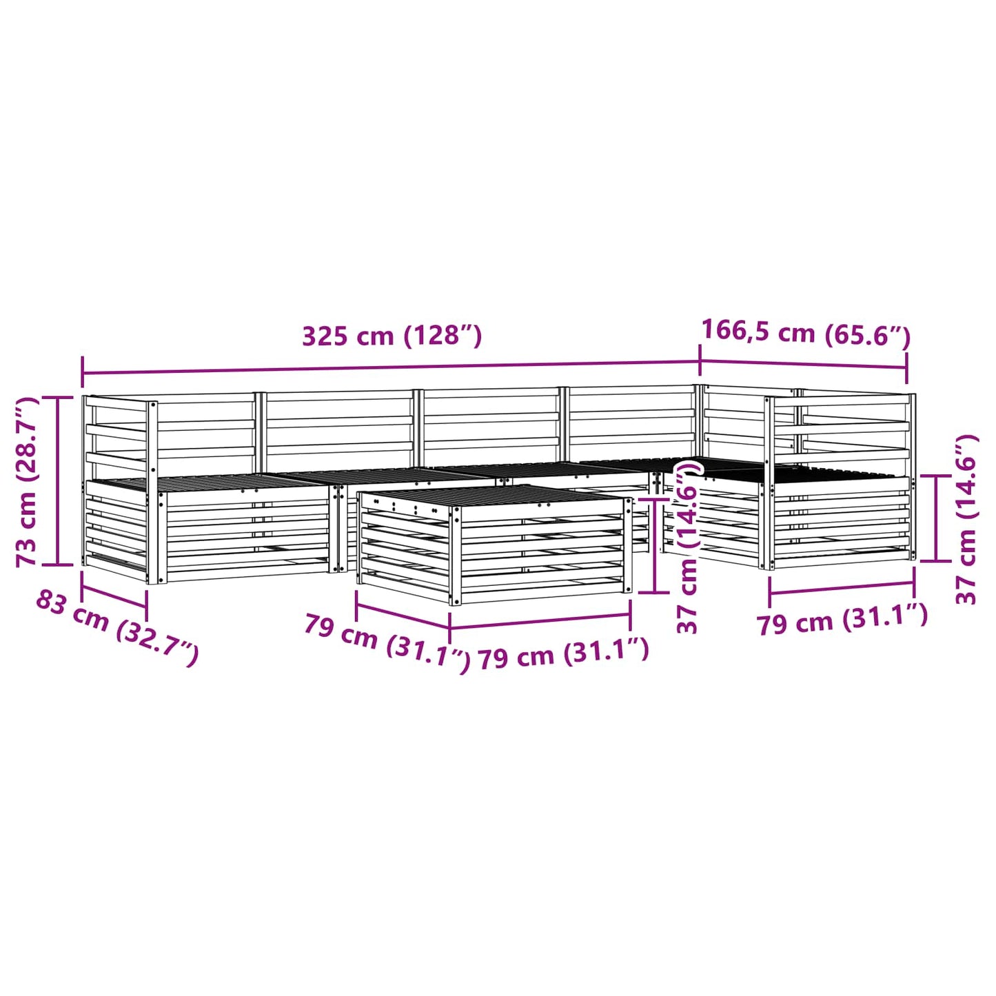 vidaXL Outdoor Sofa Set 6 pcs Natural