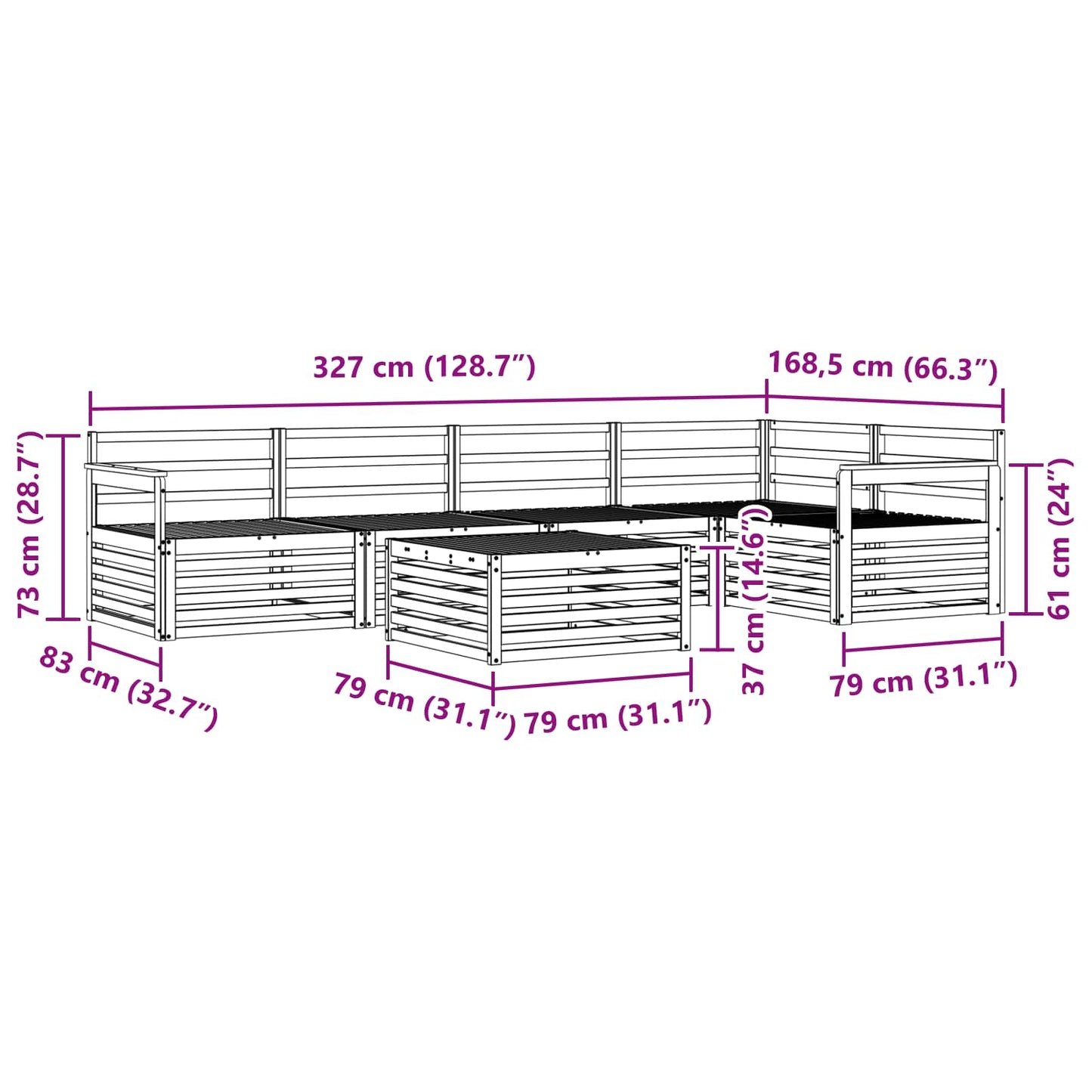 vidaXL Outdoor Sofa Set 6 pcs Natural