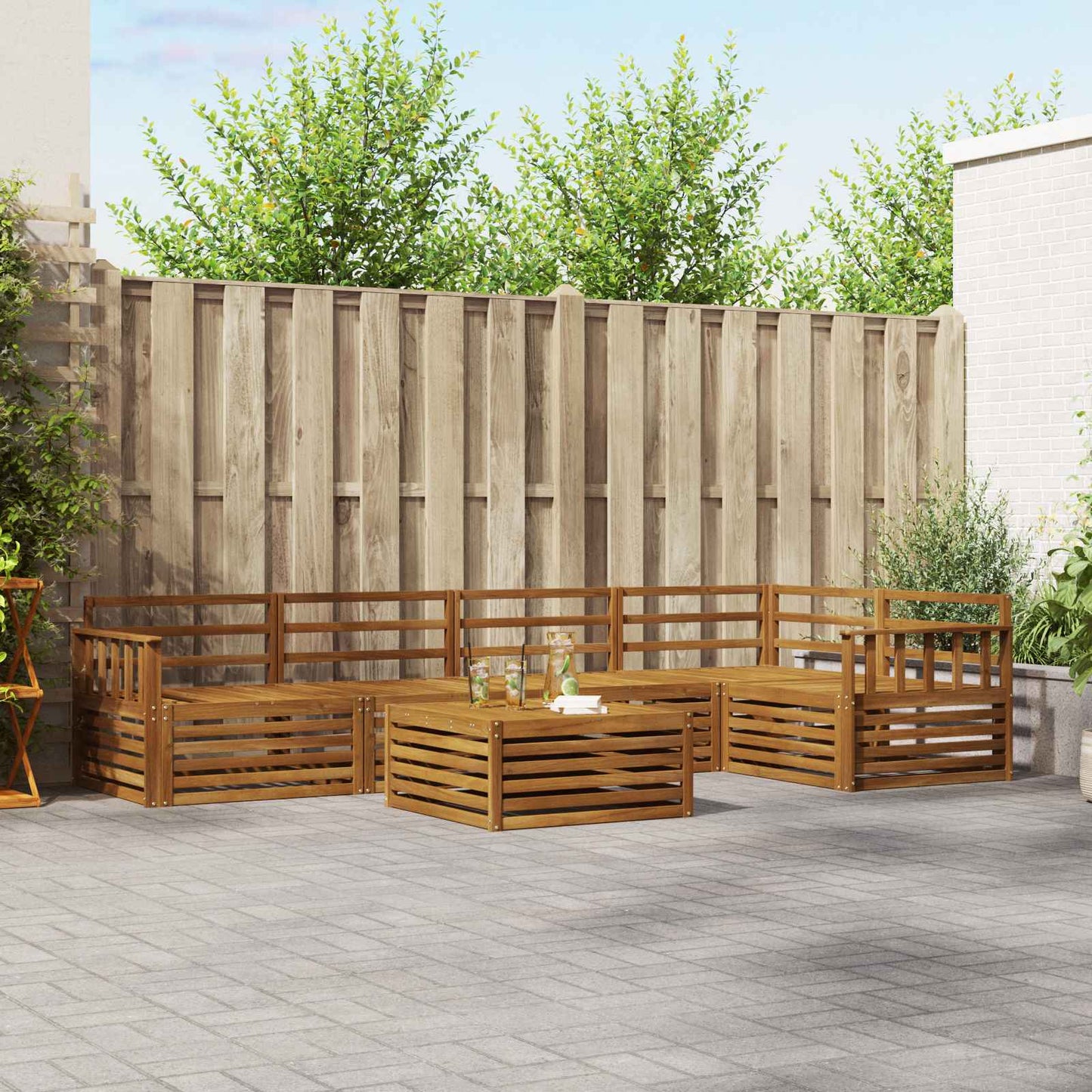 vidaXL Outdoor Sofa Set 6 pcs Natural