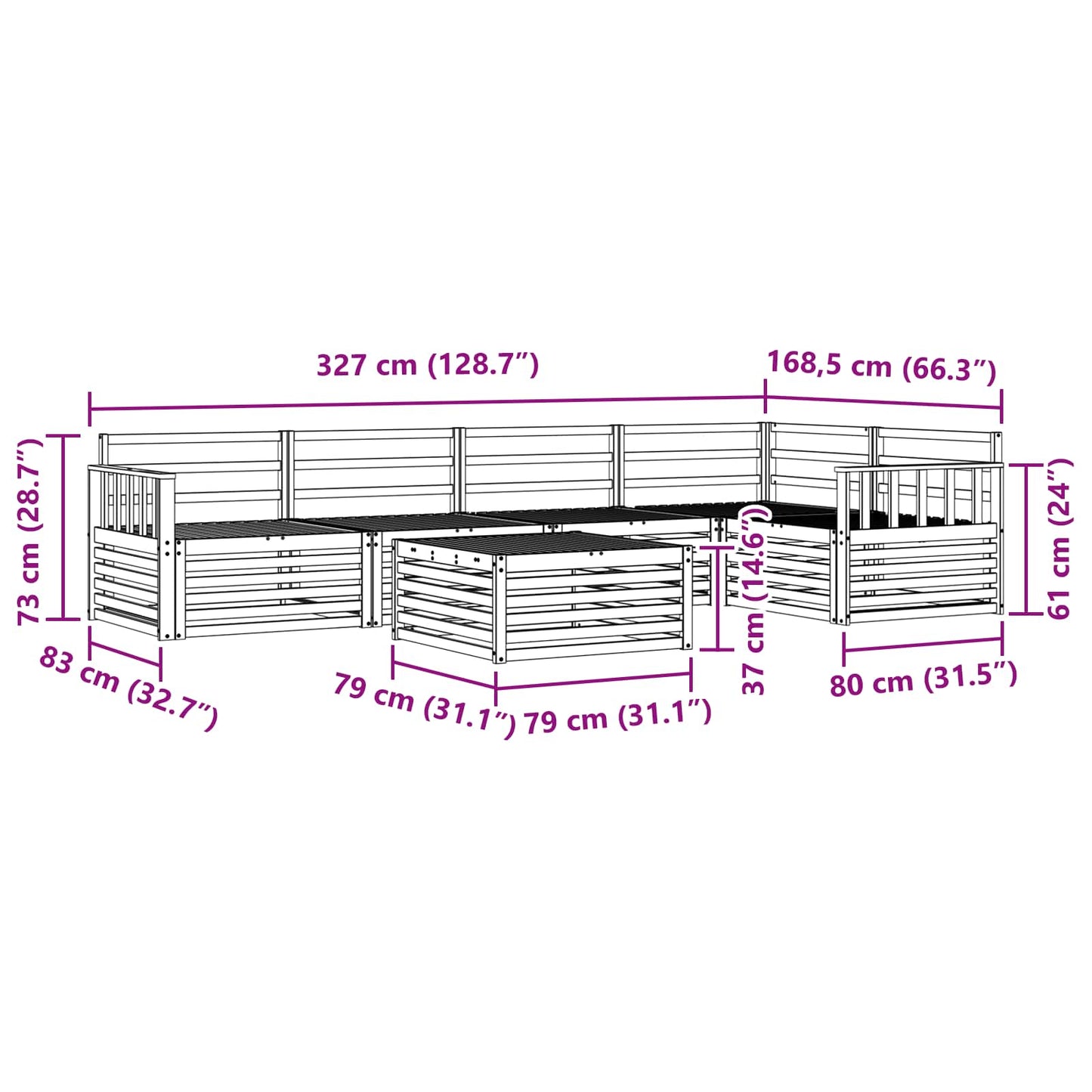 vidaXL Outdoor Sofa Set 6 pcs Natural