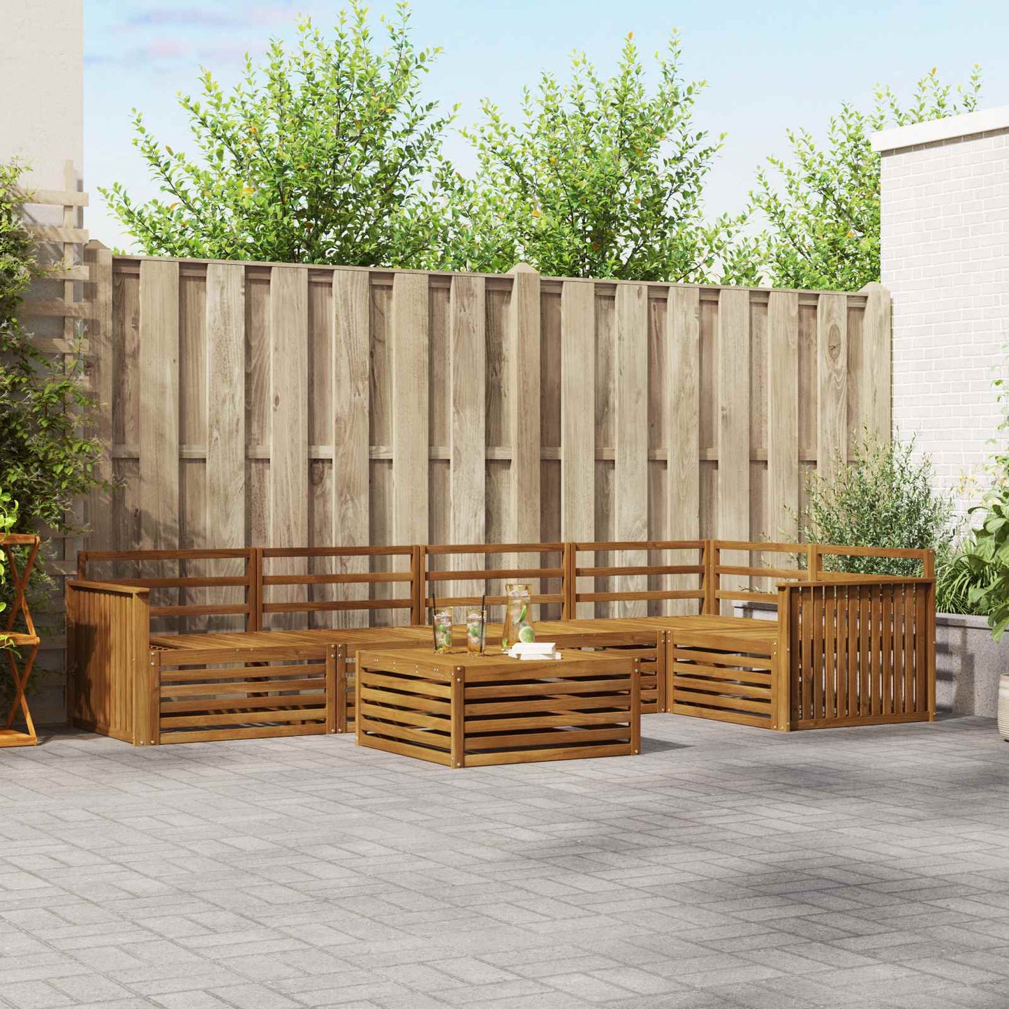 vidaXL Outdoor Sofa Set 6 pcs Natural